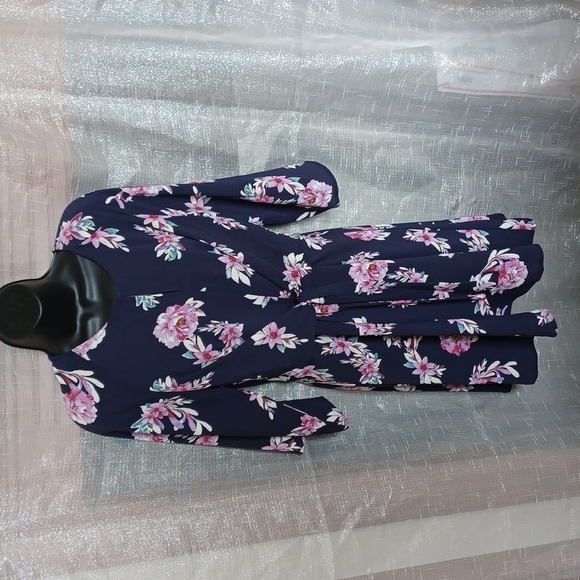 Eclair Floral Print Blue Navy Dress - Picture 1 of 5